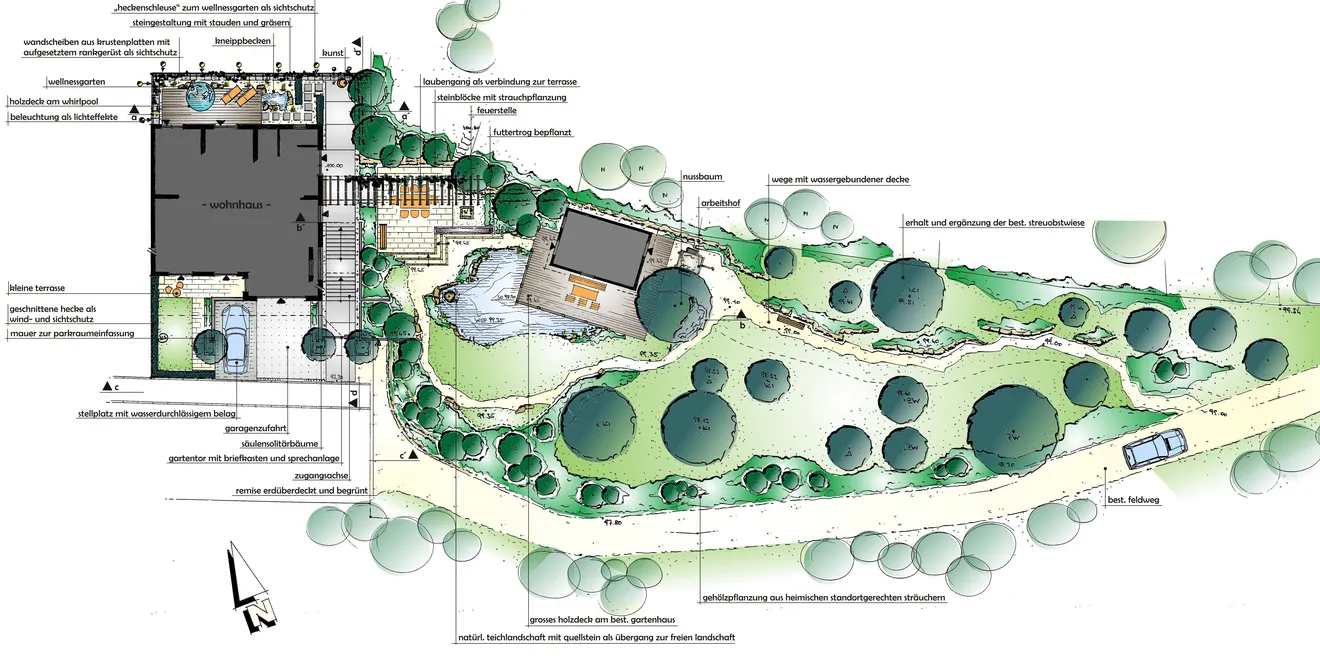 Gartengestaltung naturnah 800 m²